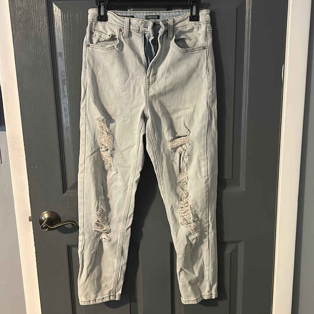 Target Wild Fable ripped mom jeans, size 2, light wash color.